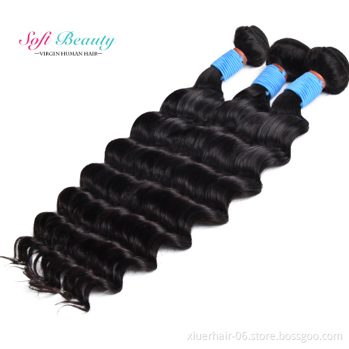 Cuticle Aligned 12A Double Weft Extensions 100% with Closure Loose Deep Unprocessed Mink Virgin Hair Bundles Brazilian